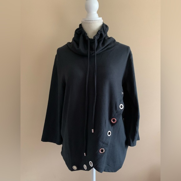Women’s Funnel Neck Top With Grommet Design - Picture 1 of 10